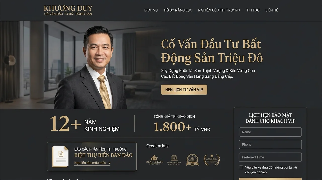 EliteBroker: Website Chuyên Viên Môi Giới BĐS Cá Nhân VIP