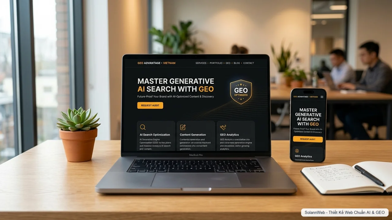 Giao diện website chuẩn GEO tối ưu trích xuất AI Search