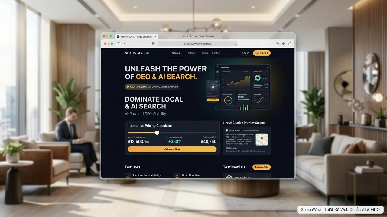 Mẫu website công nghệ SaaS CloudPulse chuẩn GEO citations trên Perplexity và ChatGPT