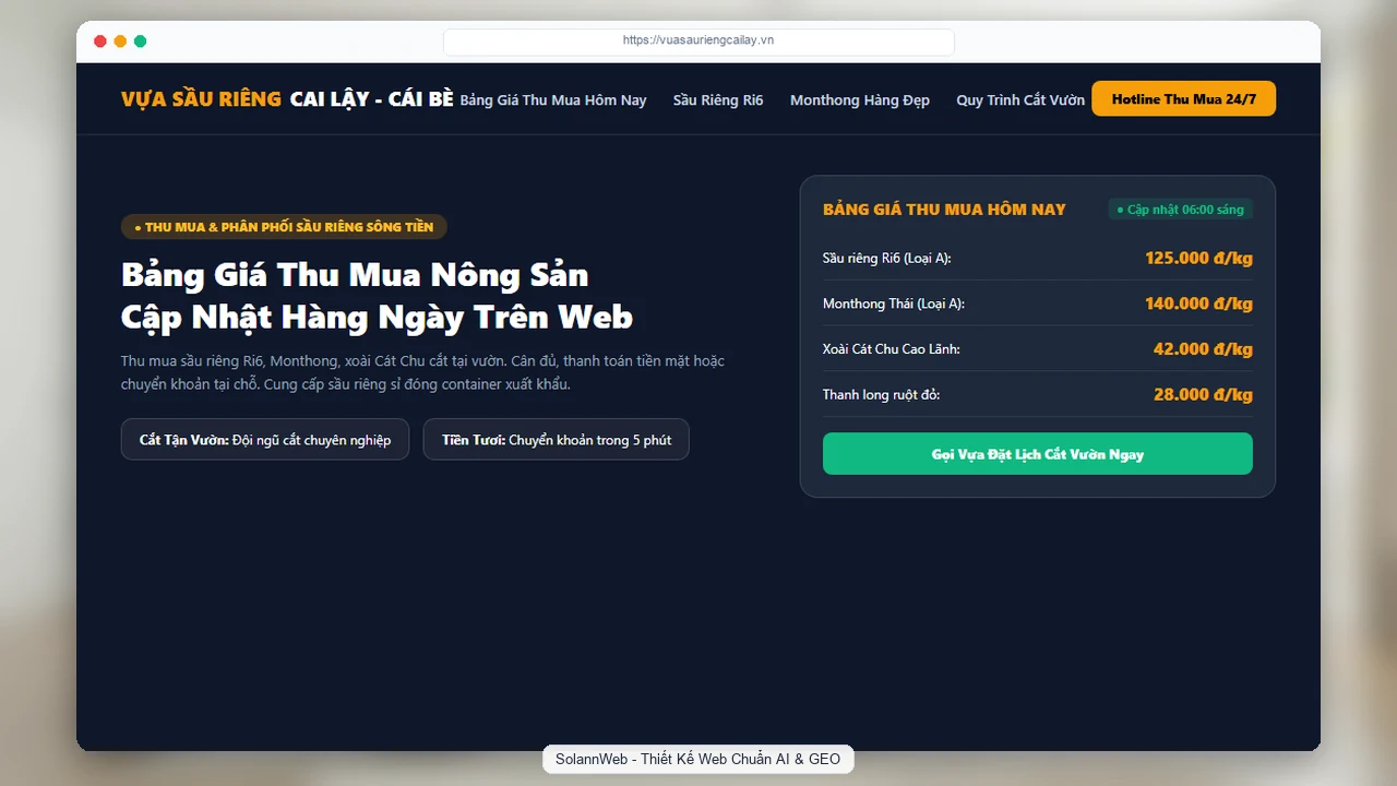 SongTienFruit: Vựa Trái Cây Sông Tiền & Hệ Thống Thu Mua