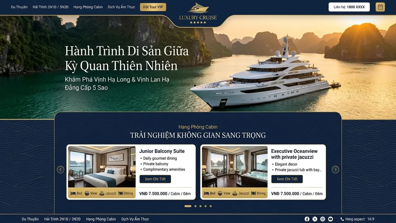 HalongParadise: Du Thuyền 5 Sao Vịnh Hạ Long & Nghỉ Dưỡng Biển
