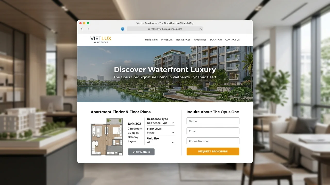 Showroom Mẫu Landing Page Bất Động Sản Khải Hoàn Residence Tối Ưu Thu Lead Ngón Tay Cái Mobile