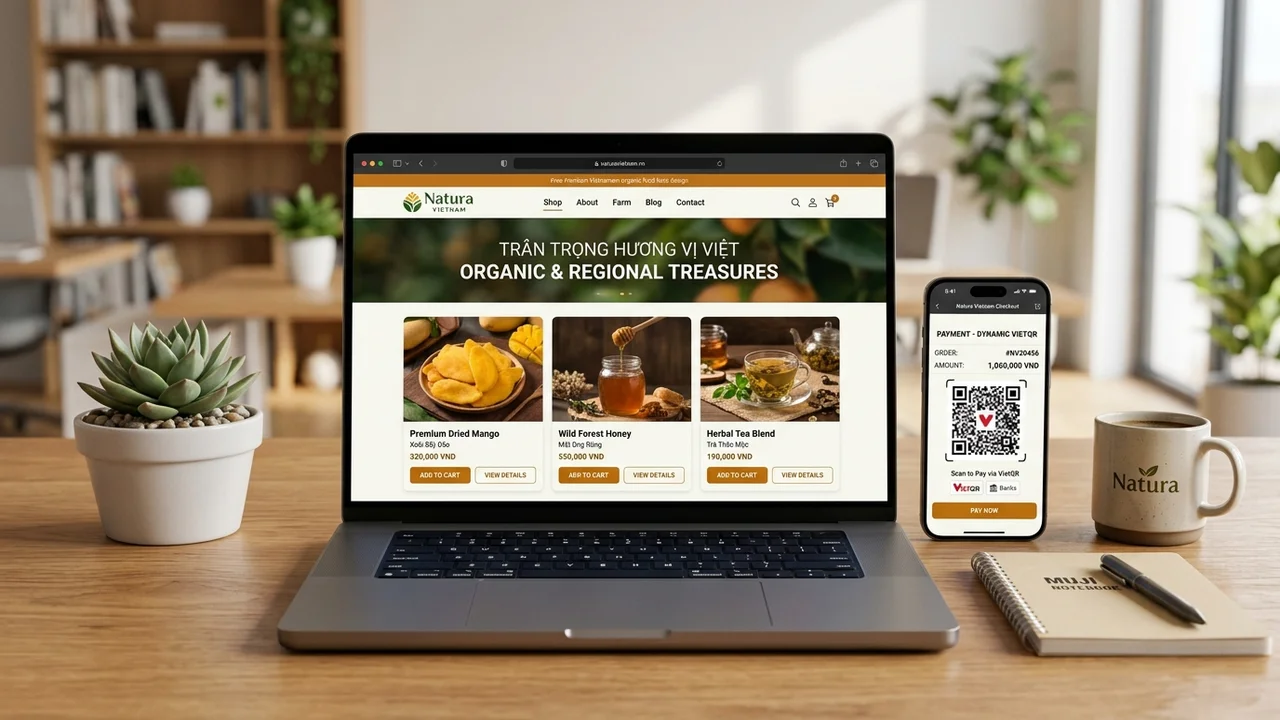 Mẫu thiết kế website WordPress bán thực phẩm sạch nông sản hữu cơ